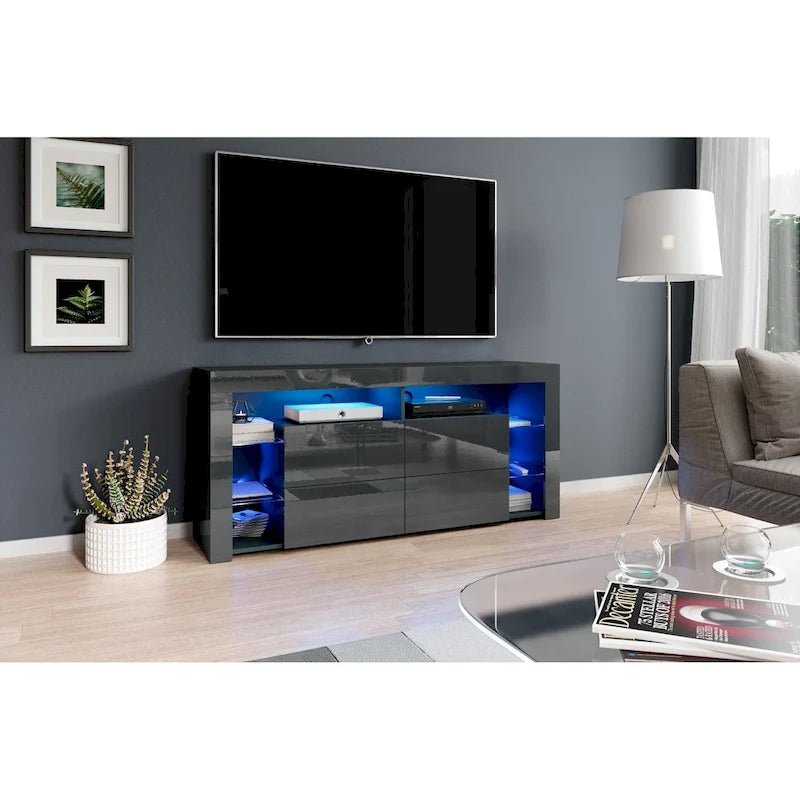Modernes 61-Zoll-Hochglanz-TV-Möbel mit LED-Beleuchtung