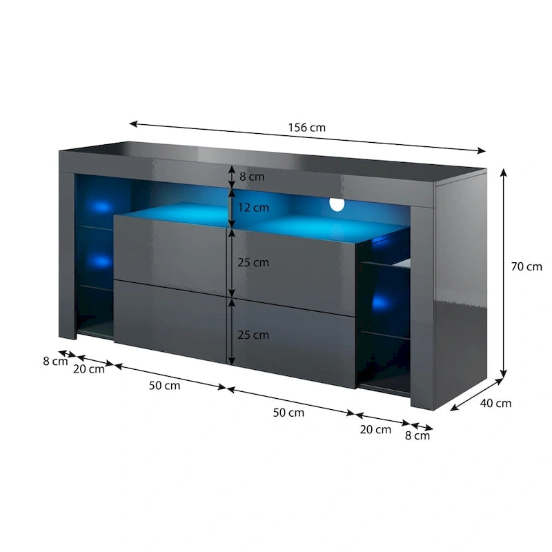 Modernes 61-Zoll-Hochglanz-TV-Möbel mit LED-Beleuchtung