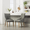 Gepolsterter Massivholz-Sessel mit Flügeln und silbernen Ziernägeln, 2er-Set