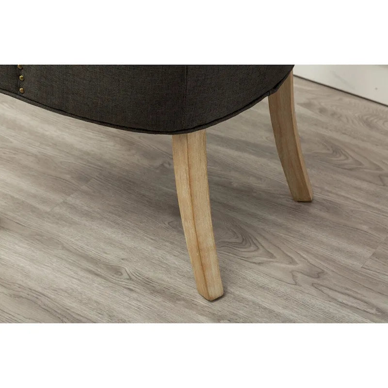 Gepolsterter Massivholz-Sessel mit Flügeln und silbernen Ziernägeln, 2er-Set