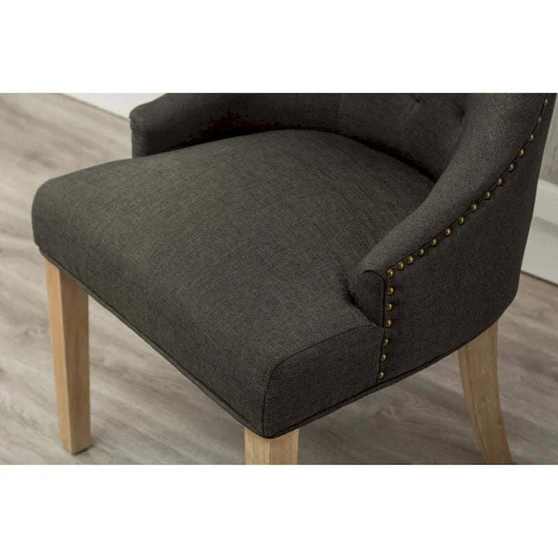 Gepolsterter Massivholz-Sessel mit Flügeln und silbernen Ziernägeln, 2er-Set