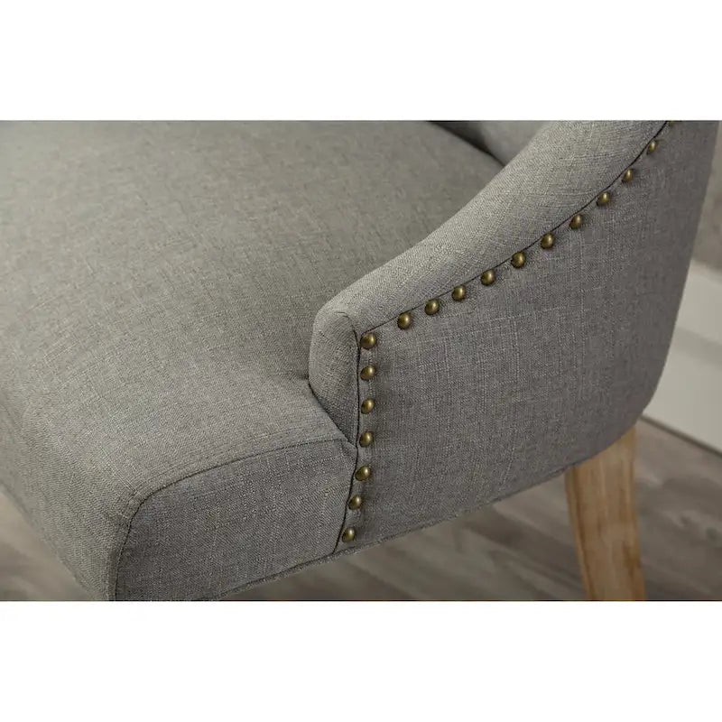 Gepolsterter Massivholz-Sessel mit Flügeln und silbernen Ziernägeln, 2er-Set
