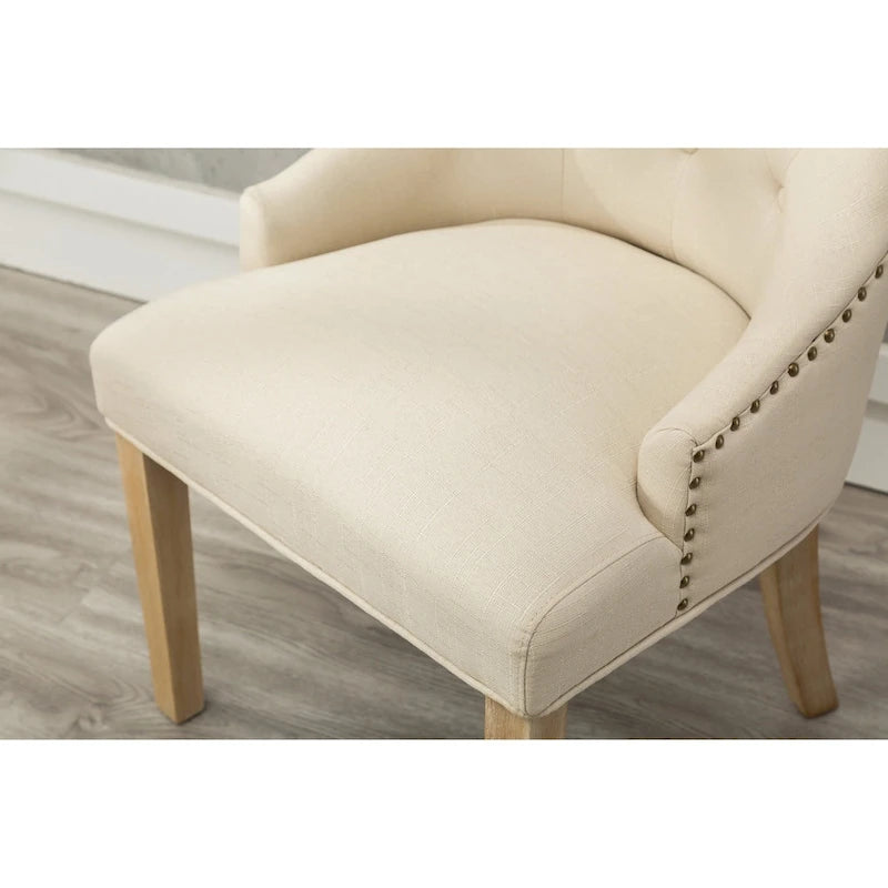 Gepolsterter Massivholz-Sessel mit Flügeln und silbernen Ziernägeln, 2er-Set