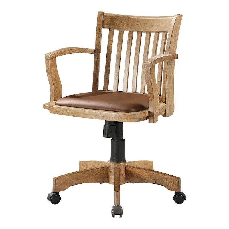 Gepolsterter Bankerstuhl aus Holz im Vintage-Stil