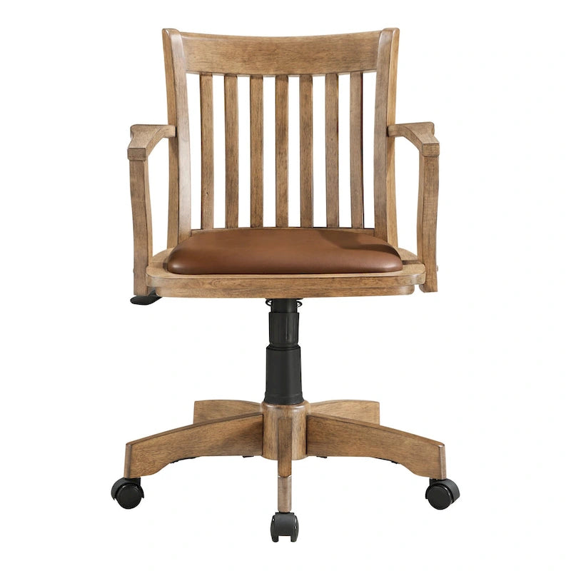 Gepolsterter Bankerstuhl aus Holz im Vintage-Stil