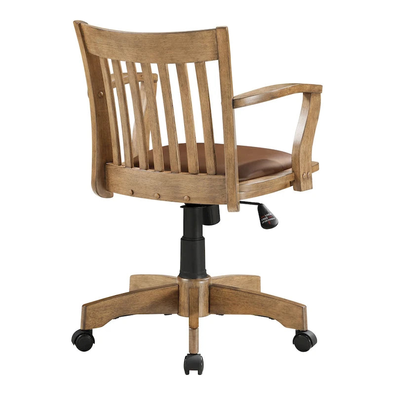 Gepolsterter Bankerstuhl aus Holz im Vintage-Stil
