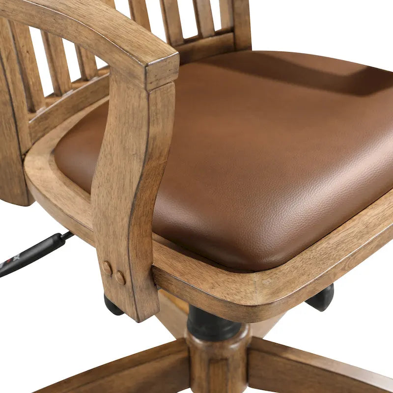 Gepolsterter Bankerstuhl aus Holz im Vintage-Stil