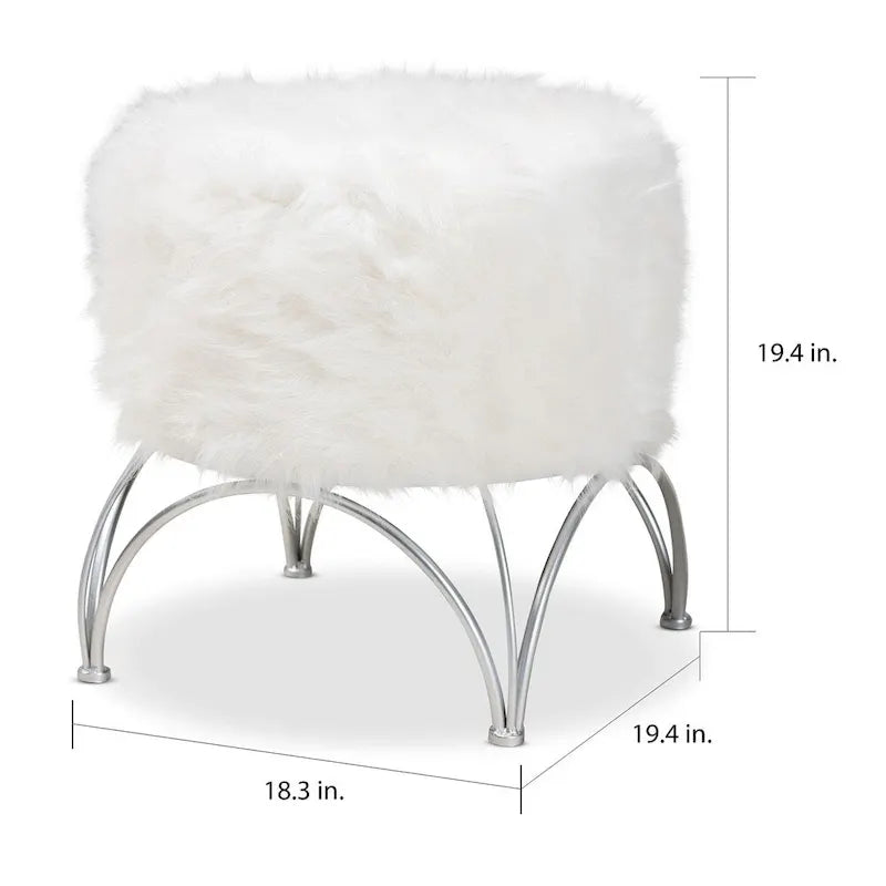 Moderner Hocker mit Kunstfellbezug