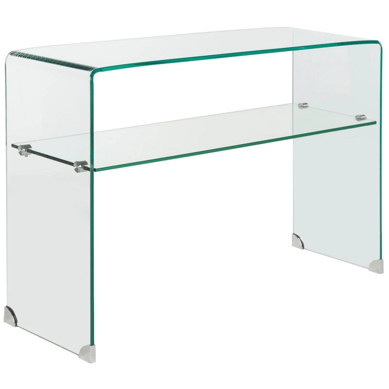 Konsole aus klarem Hartglas, 43.3 x 13.8 x 29.5