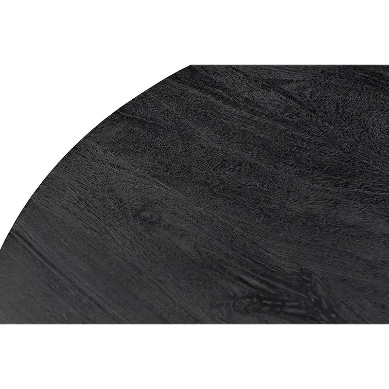 Couchtisch aus schwarzem Mangoholz mit goldfarbenem Trommelsockel, 81 cm
