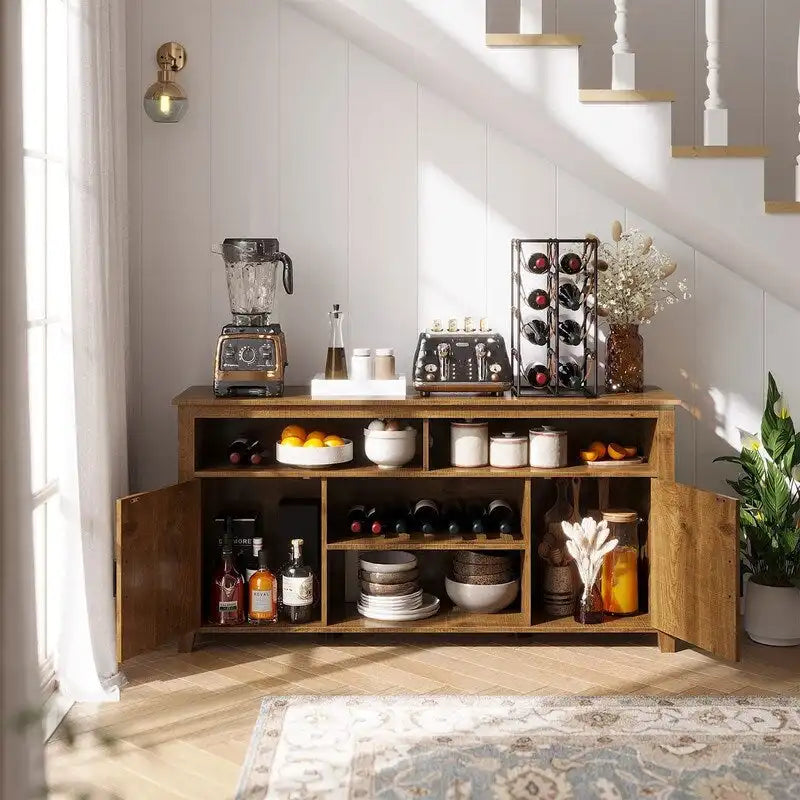 Bauernhaus Sideboard Kaffeebar-Schrank, 151B x 40T x 76H cm