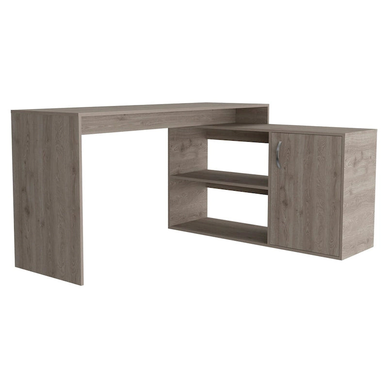 L-förmiger Büroschreibtisch mit 1 Schublade und 2 Regalen, Smokey Oak