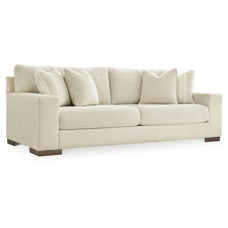 244 cm Sofa mit 4 Zierkissen, beiges Polyester