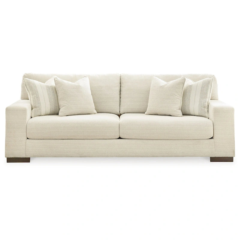 244 cm Sofa mit 4 Zierkissen, beiges Polyester