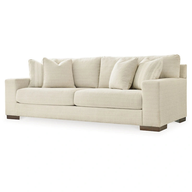 244 cm Sofa mit 4 Zierkissen, beiges Polyester