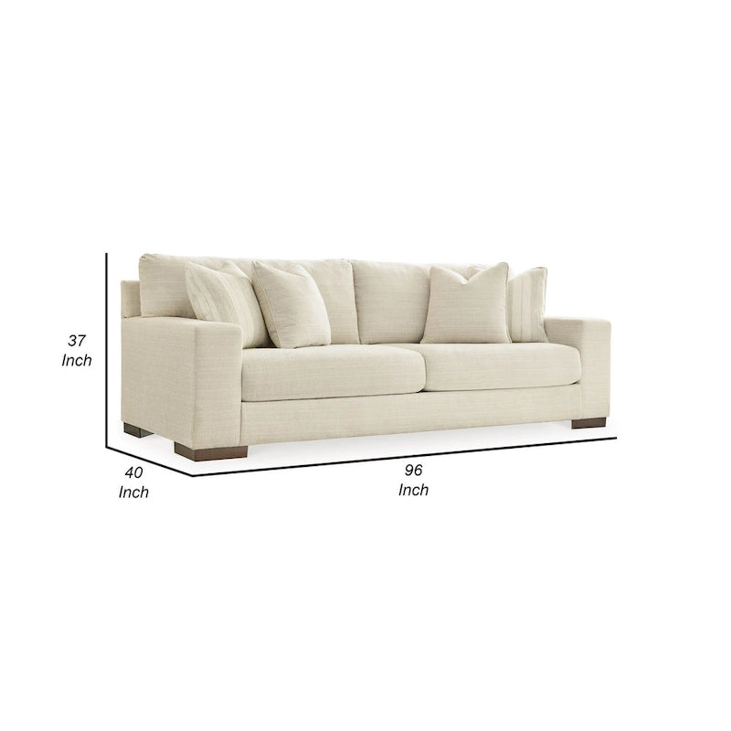 244 cm Sofa mit 4 Zierkissen, beiges Polyester