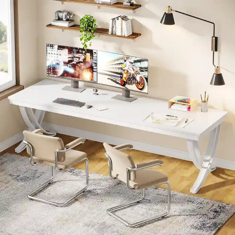 78" Rechteckiger Schreibtisch für Home Office und Arbeitszimmer
