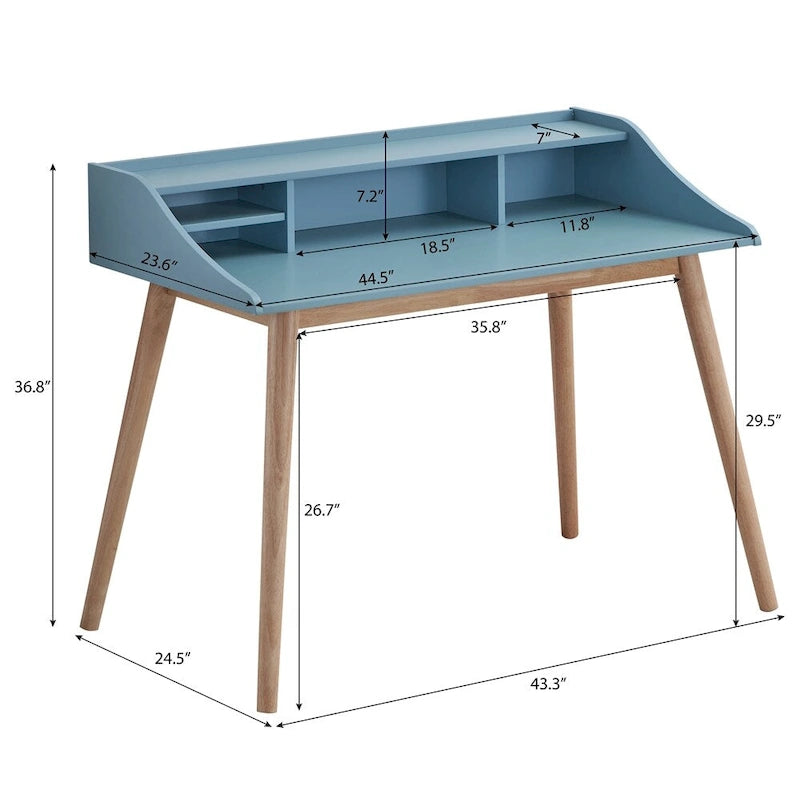 Mid-Century Modern Holzschreibtisch mit Aufsatz