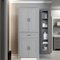 Hoher Badezimmerschrank mit Türen und Schublade, Grau